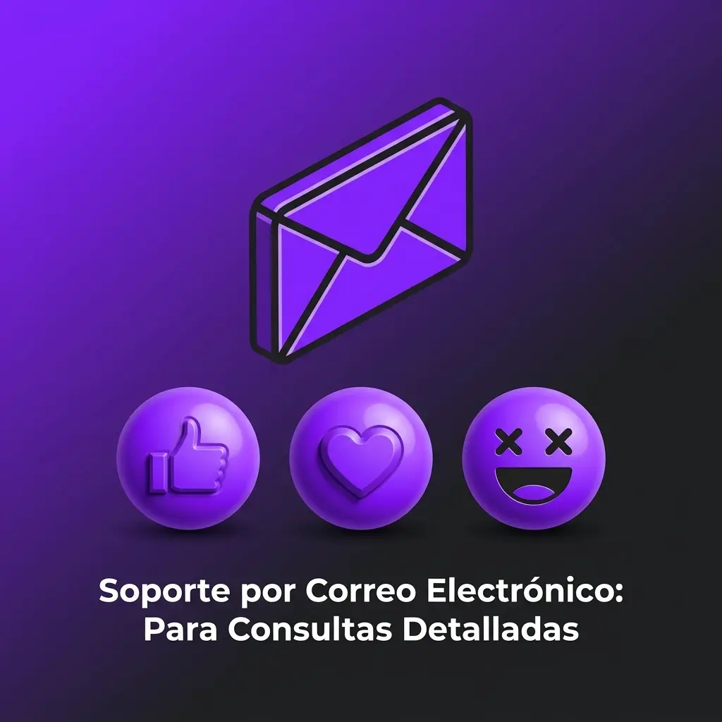 Soporte por correo electrónico para consultas detalladas, disputas, verificación KYC y seguimiento de casos complejos