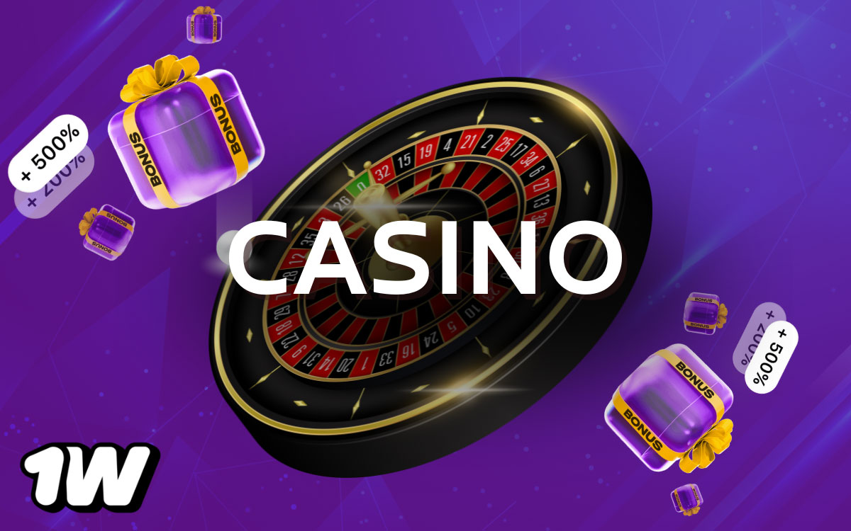 Pantalla de casino en la app de 1win con tragamonedas, juegos de mesa y casino en vivo con dealers en tiempo real